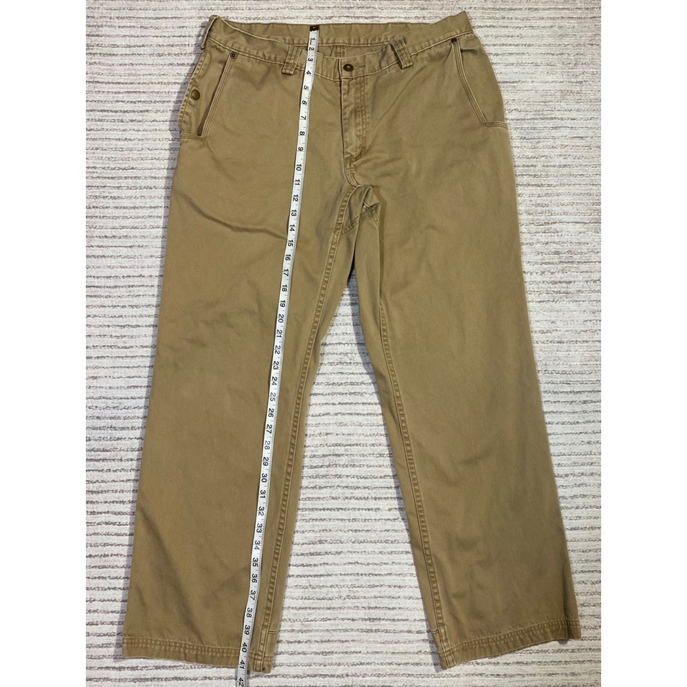 Duluth Trading Co Mens Khaki Tan Canvas Work Pants Straight Leg 34x30 - Picture 3 of 9